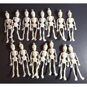 Lot Of 15 Halloween Skeletons Toy Dangler Ornaments 1960s Hong Kong Horror Spook